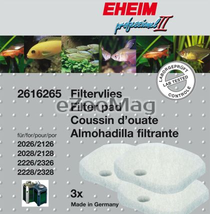 EHEIM 3pc FINE FILTER PAD WHITE for 2226-2328
